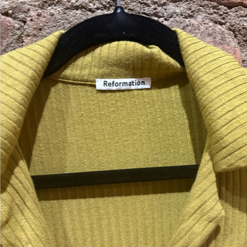 Chartreuse Button-Up Ribbed Top - Picture 3 of 3